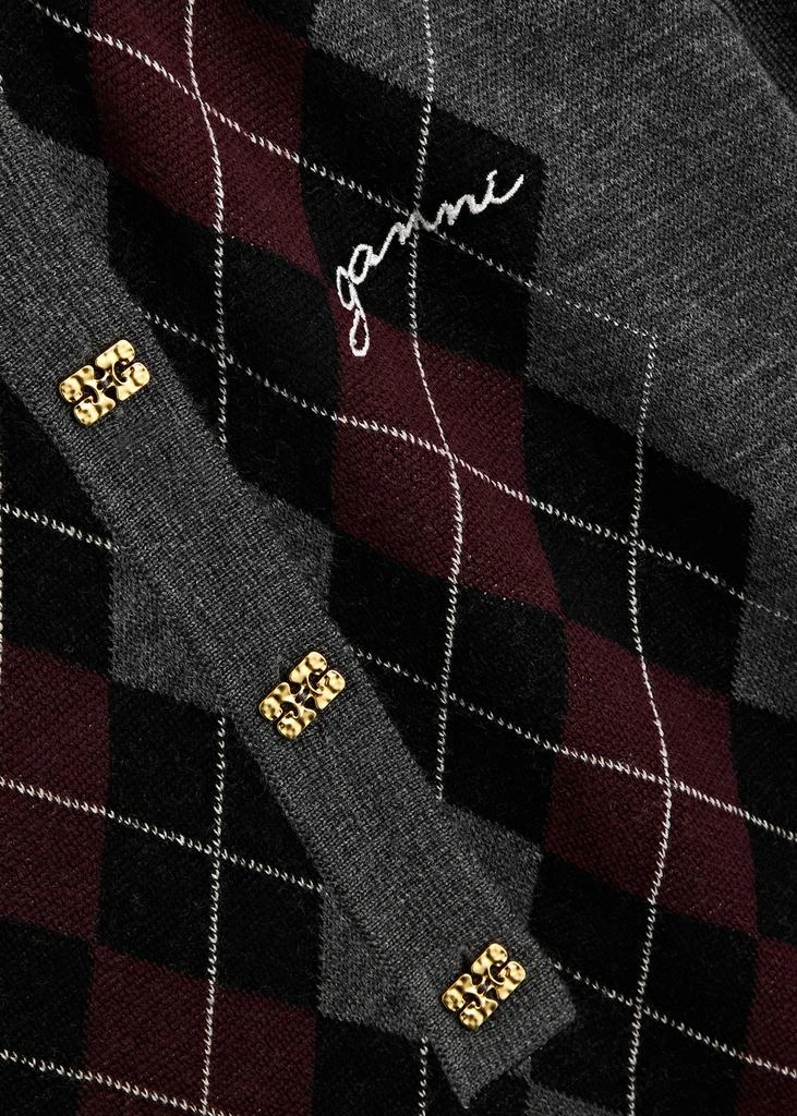 Ganni Argyle-intarsia wool polo jumper  5
