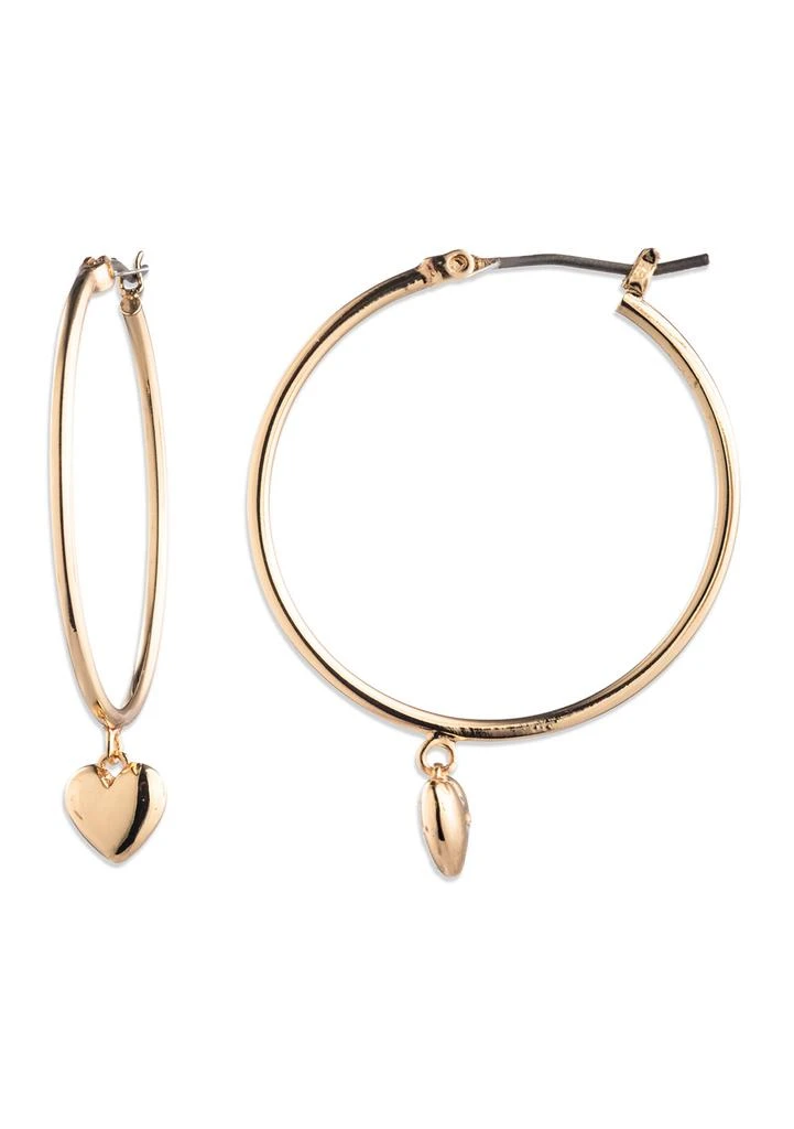 Ralph Lauren Puffy Heart Gold Tone Hoop Earrings