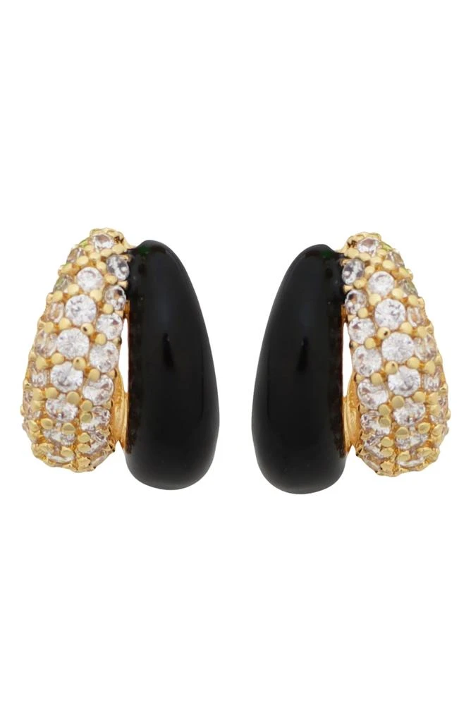 Panacea Pavé Cubic Zirconia 
Enamel Double Huggie Hoop Earrings