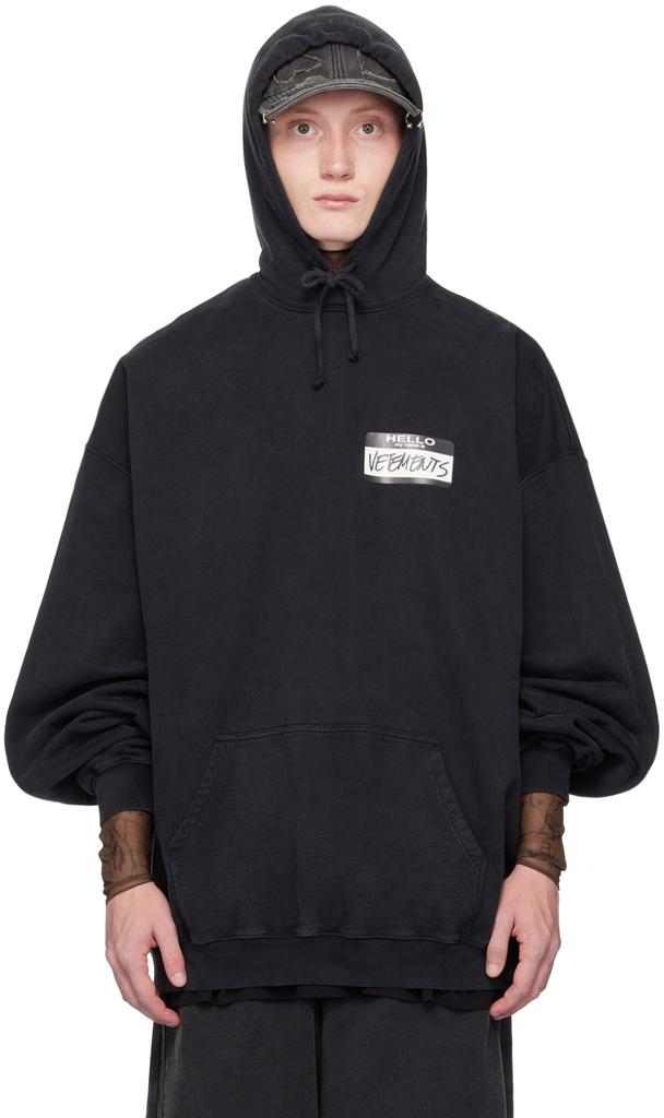 パーカー・フーディ VETEMENTS Black cotton blend oversize sweatshirt Vetements Big Logo Print Cotten Blend Limited Edition Hoodie