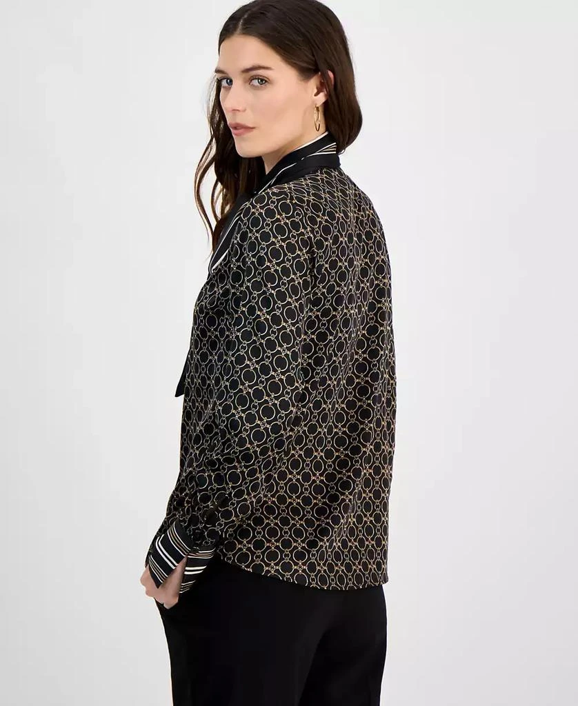 Anne Klein Women's Mandarin-Collar Chain-Print Blouse 4
