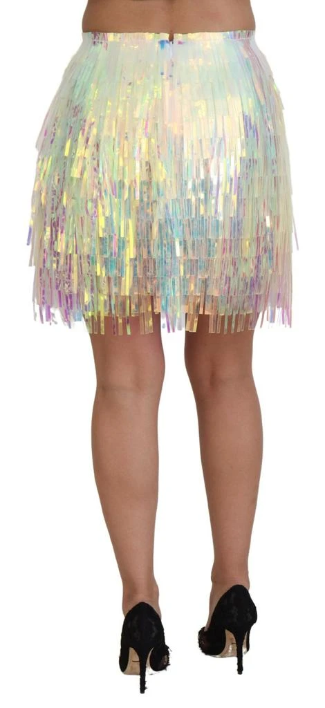 Dolce & Gabbana Multicolor Iridescent Fringed Tulle Skirt 3