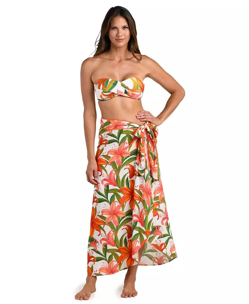 La Blanca Women's Jungle Blossoms Tie Wrap Swim Skirt 1