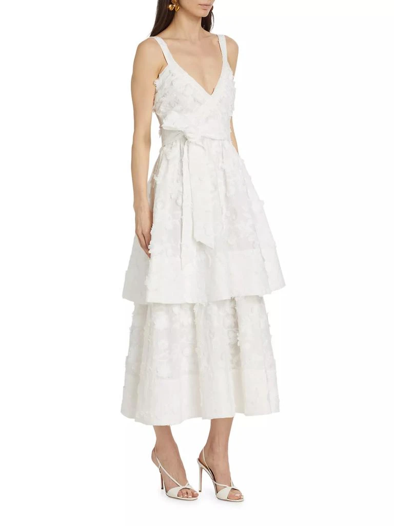 FIGUE Monet Cotton Floral Appliqué Midi-Dress 3