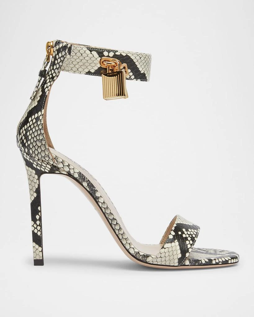 Tom Ford Lock Python Embossed Ankle-Cuff Sandals 1