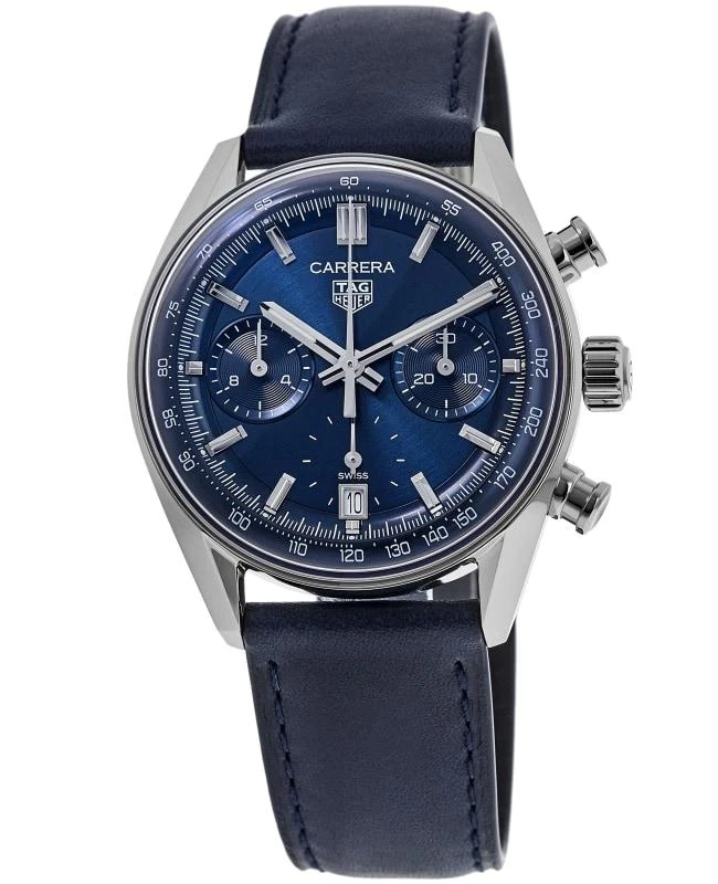 TAG Heuer Tag Heuer Carrera Chronograph 39mm Automatic Blue Dial Leather Strap Men's Watch CBS2212.FC6535 1