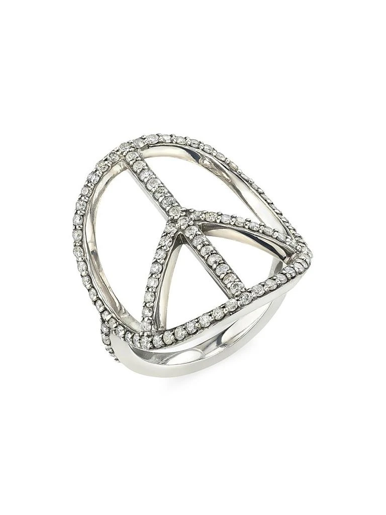 Sheryl Lowe Peace Sign Sterling Silver & 0.95 TCW Diamond Ring 1