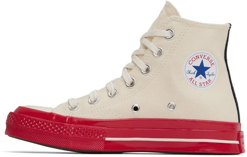 COMME des GARÇONS PLAY Off-White & Red Converse Edition PLAY Chuck 70 High-Top Sneakers 3