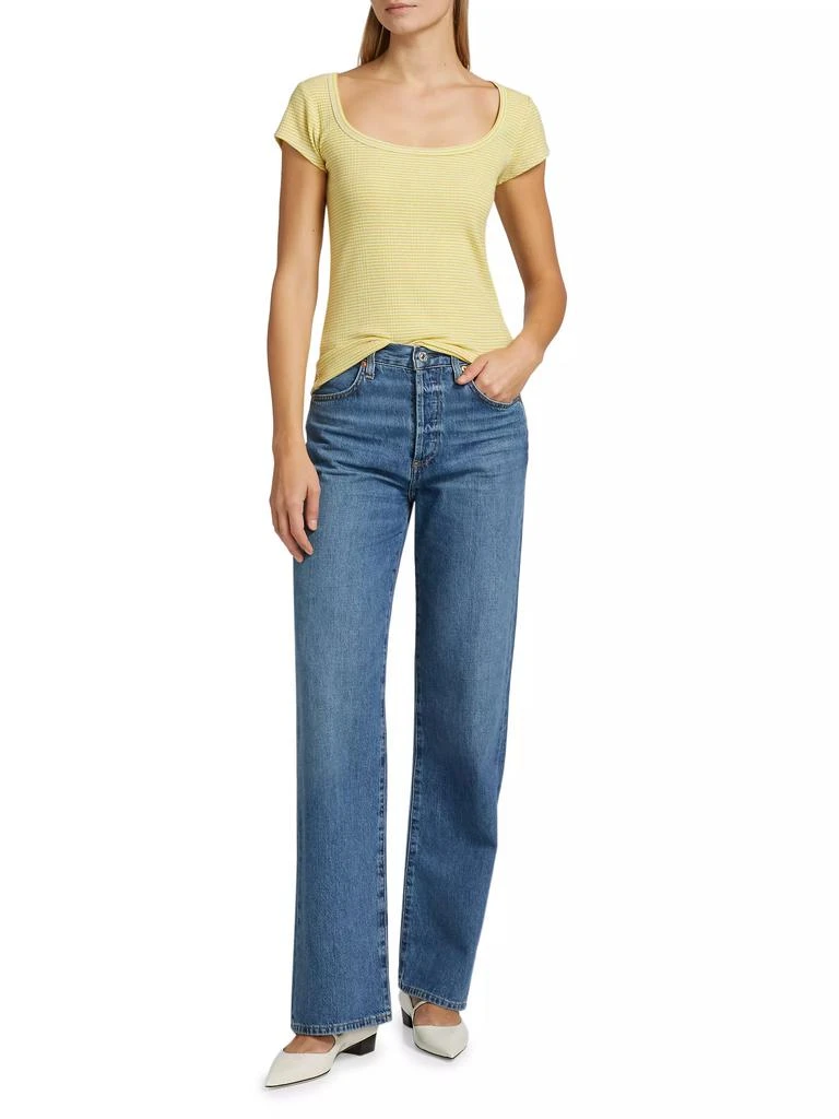 Splendid Selena Striped Rib-Knit T-Shirt 2