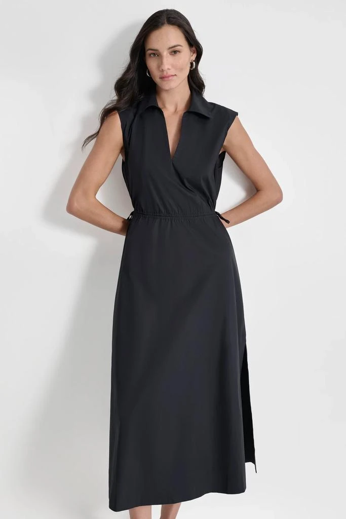 DKNY CUTOUT PINSTRIPED MIDI SHIRT DRESS 3