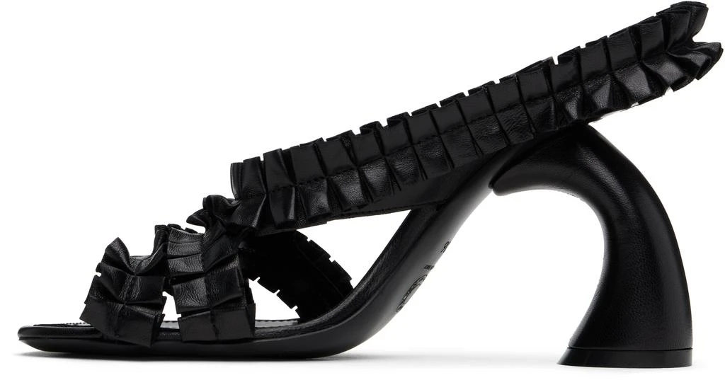 Dries Van Noten Black Ruffled Leather Heeled Sandals 3