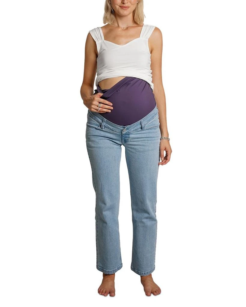 Nom Maternity Hailey Straight Leg Jeans in Light Wash 2