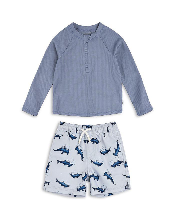 Petit Lem Boys' Long Sleeved Rash Guard & Shorts Two Piece Swimsuit - Baby