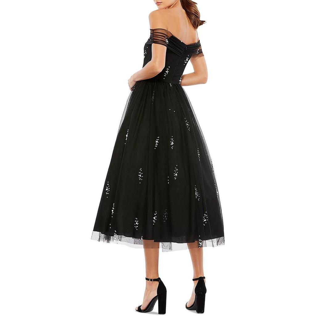 Ieena for Mac Duggal Womens Embelleshed Mid Calf Cocktail And Party Dress