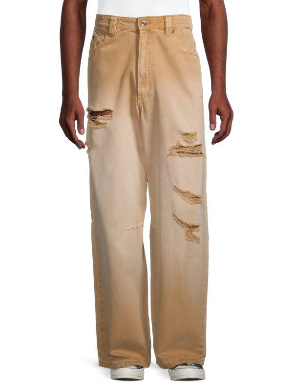 RTA Distressed Wide-Leg Jeans