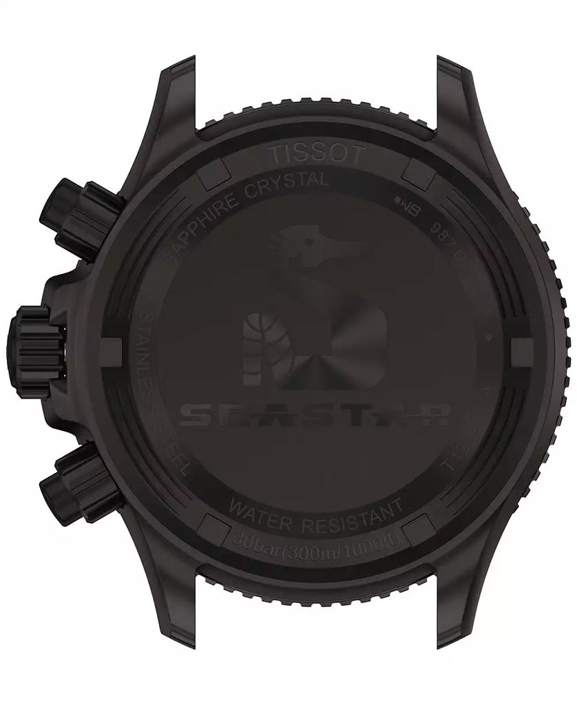 Tissot Men's Swiss Chronograph Seastar 1000 Black-Tone Stainless Steel Bracelet Watch 38mm
