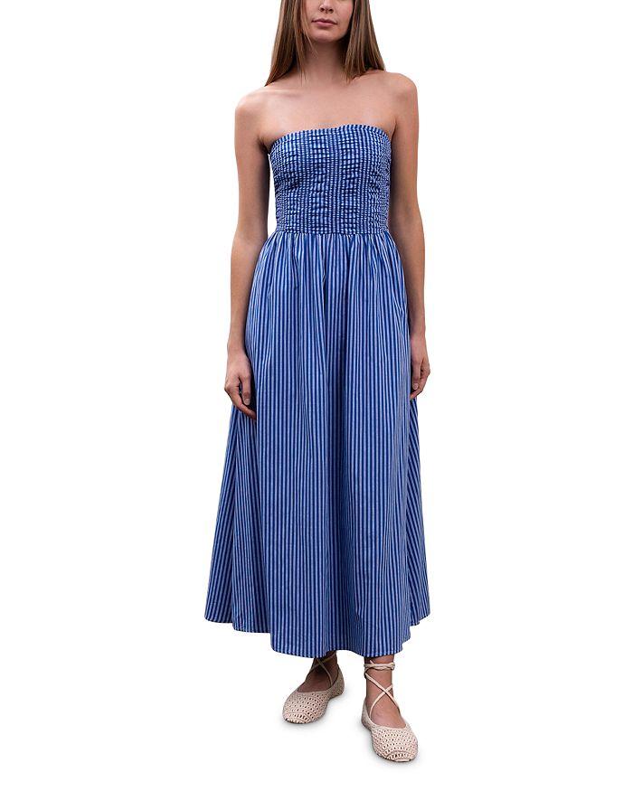 Moon River Shirred Poplin Maxi Dress