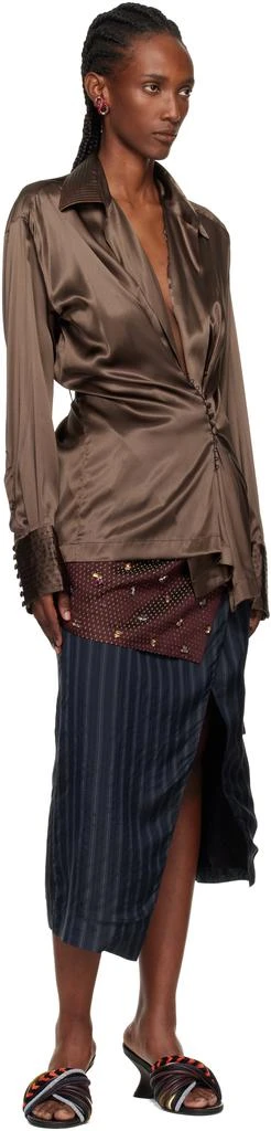 Dries Van Noten Brown Draped Shirt 4