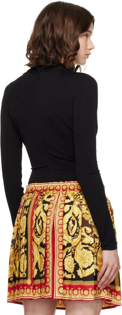 Versace Black Safety Pin Draped Fitted Bodysuit 3