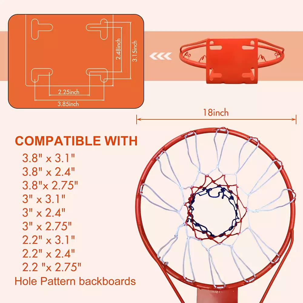 Streamdale Furniture Streamdale 18" Steel Basketball Rim with Net (Easy Install)