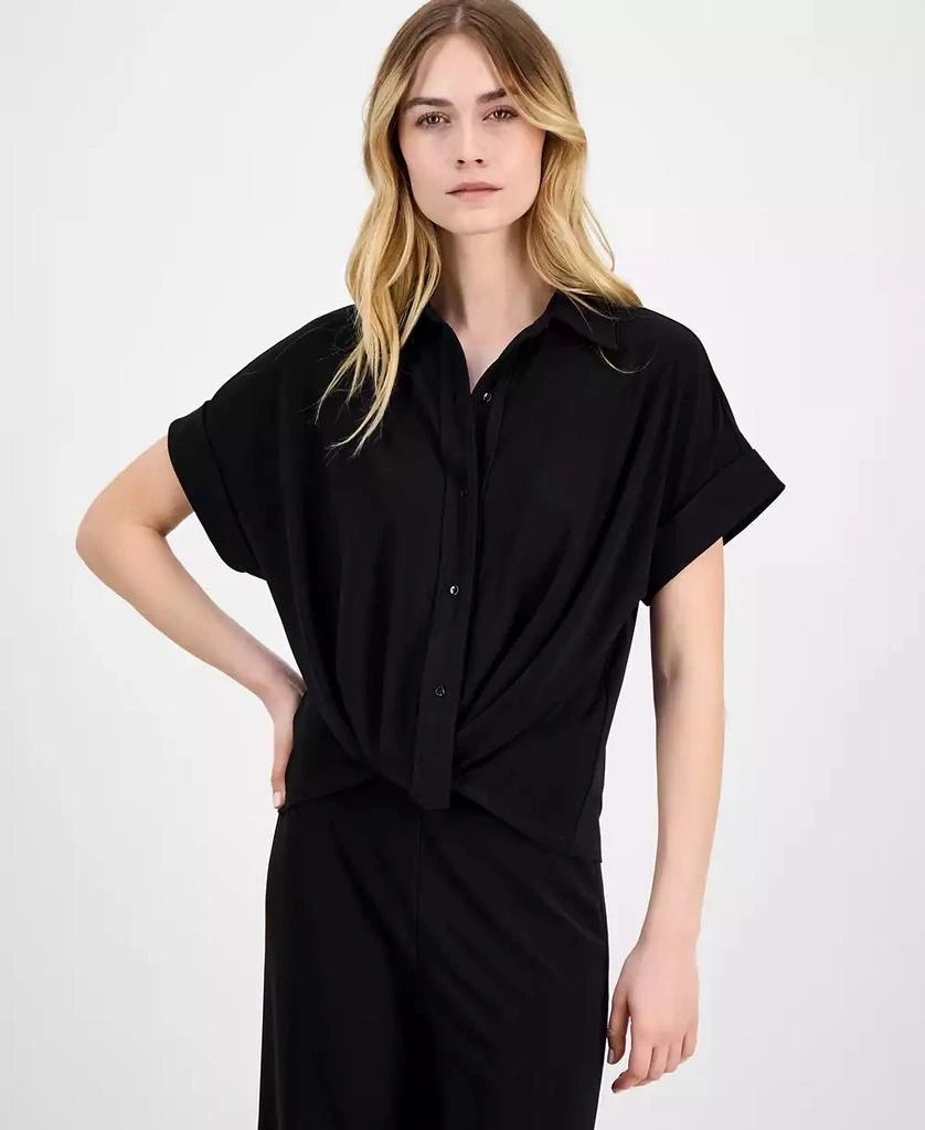 Anne Klein Petite Extended Shoulder Twist-Front Blouse 1