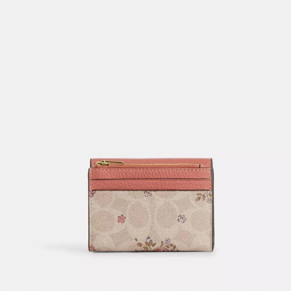 Coach Card Holder Wallet In Signature Canvas With Floral Print 3