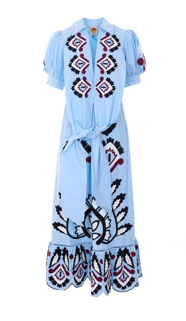 farm rio blue embroidered dress FARM Rio Women's Blue Romantic Richelieu Maxi Dress main image 1