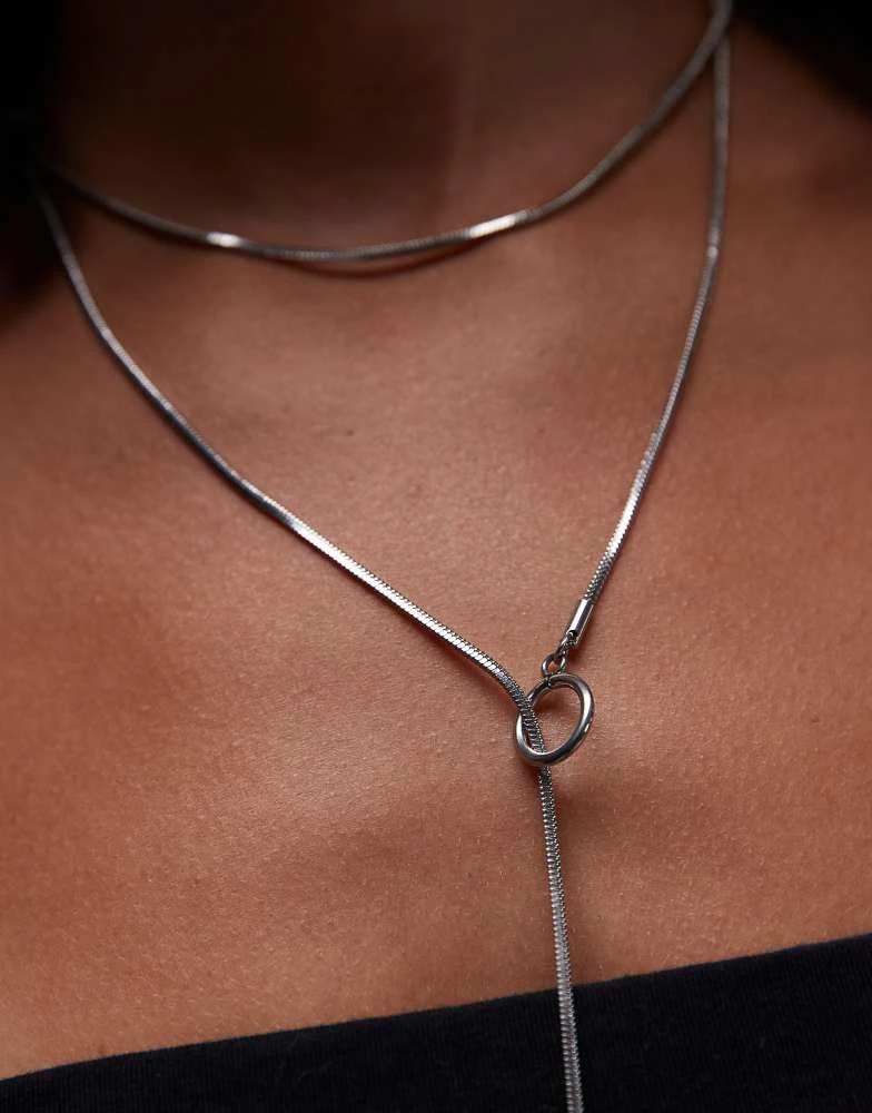 Topshop Topshop Samir waterproof stainless steel link charm necklace in silver 3