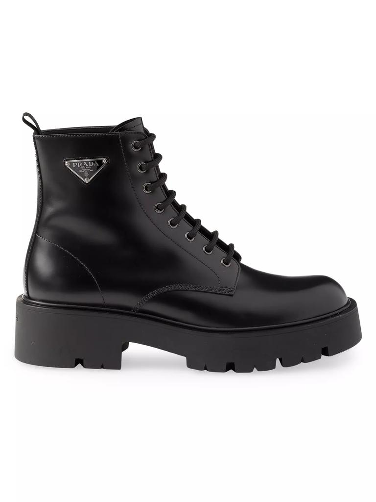 Prada Brushed Leather Combat Boots