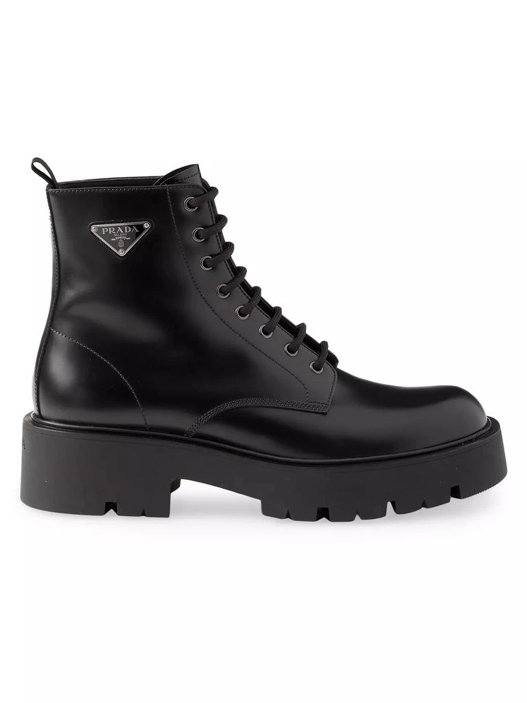 Prada Brushed Leather Combat Boots 1