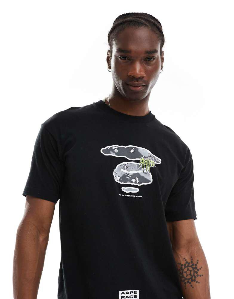 AAPE Aape By A Bathing Ape logo hiphop t-shirt in black