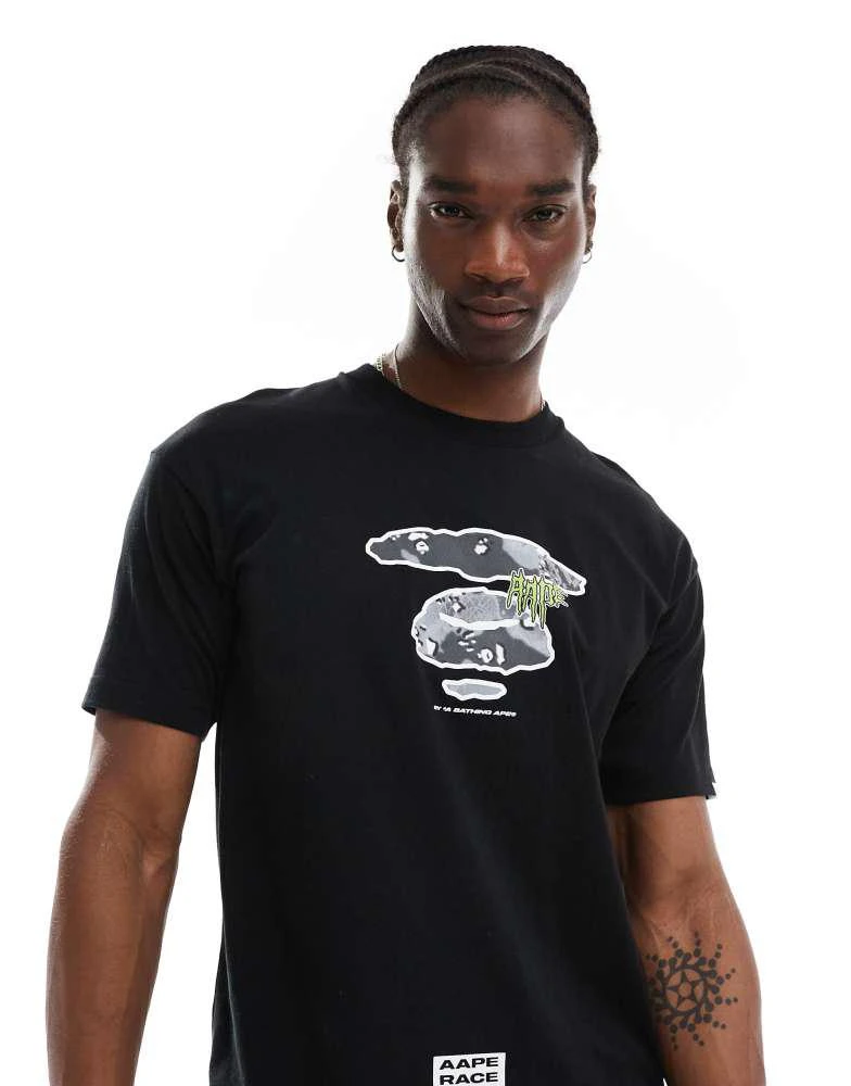 AAPE Aape By A Bathing Ape logo hiphop t-shirt in black 2
