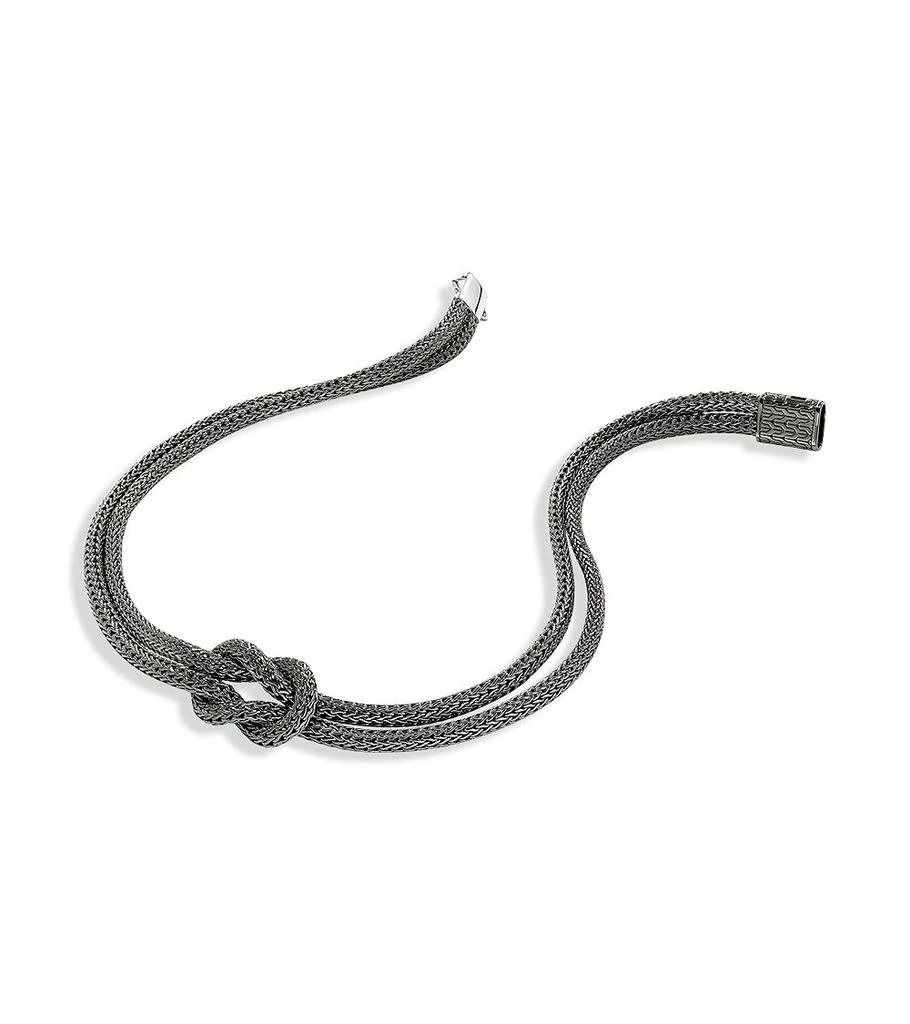 John Hardy Black Rhodium-Plated Sterling Silver Love Knot Double Woven Chain Statement Necklace, 16" 4