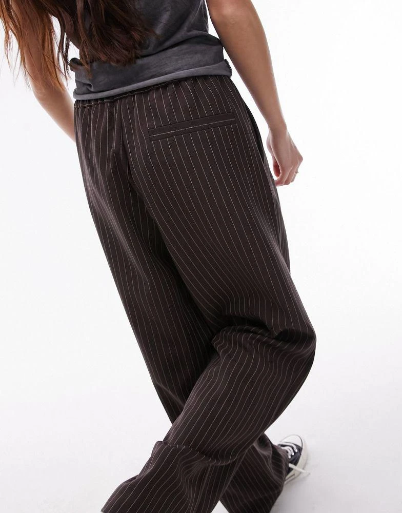 Topshop Topshop pinstripe smart jogger in chocolate 2