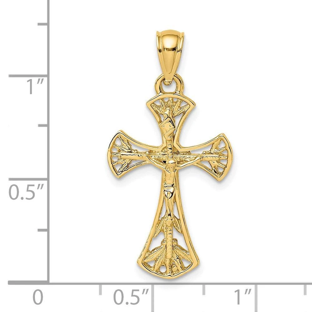 Diamond2Deal 14k Yellow Gold Fancy Crucifix Charm Pendant 3
