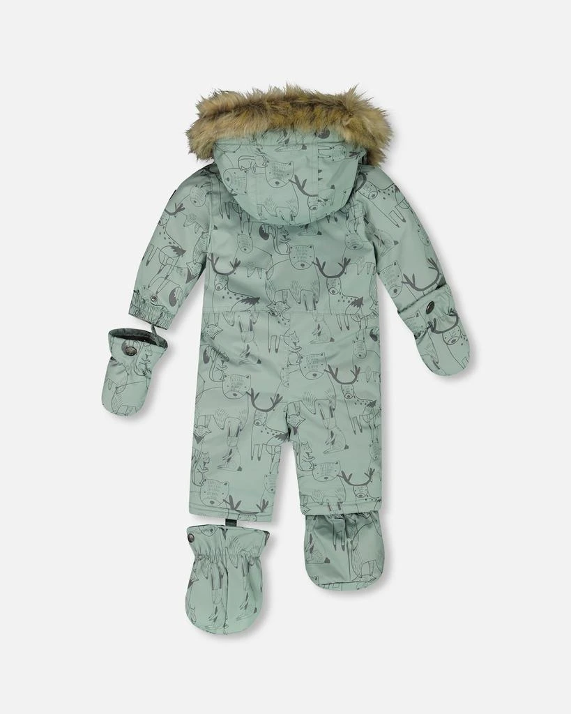 Deux par Deux One-Piece Baby Play Snowsuit Designed for Car Seat Sage Animal Print 4