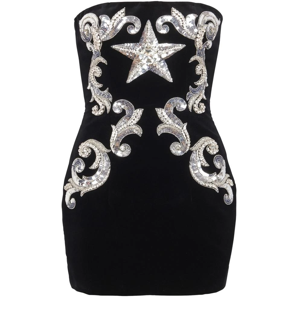 BALMAIN Embroidered Paisley Bustier Dress 1