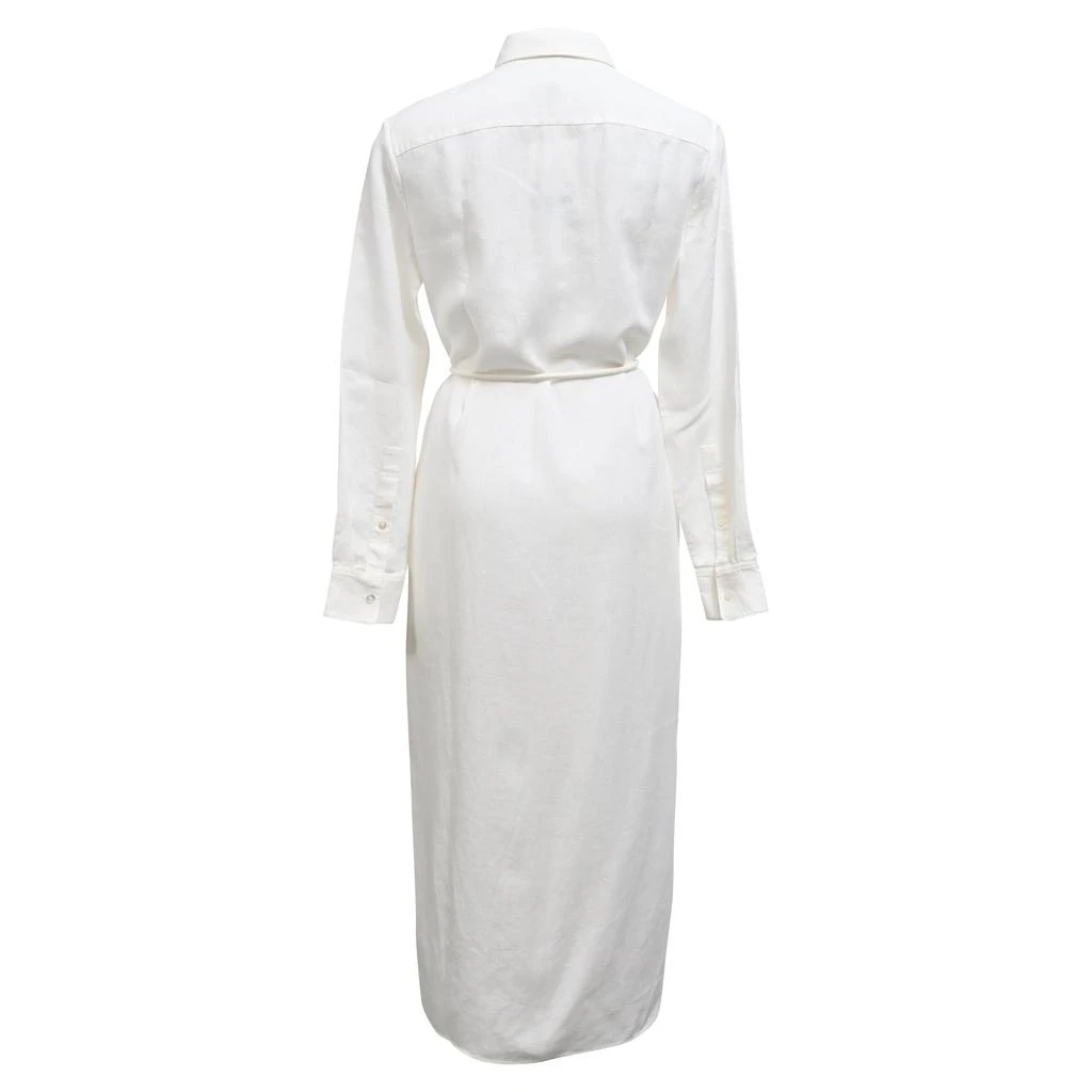 Theory Belted Maxi Shirt Dress in White Linen 3