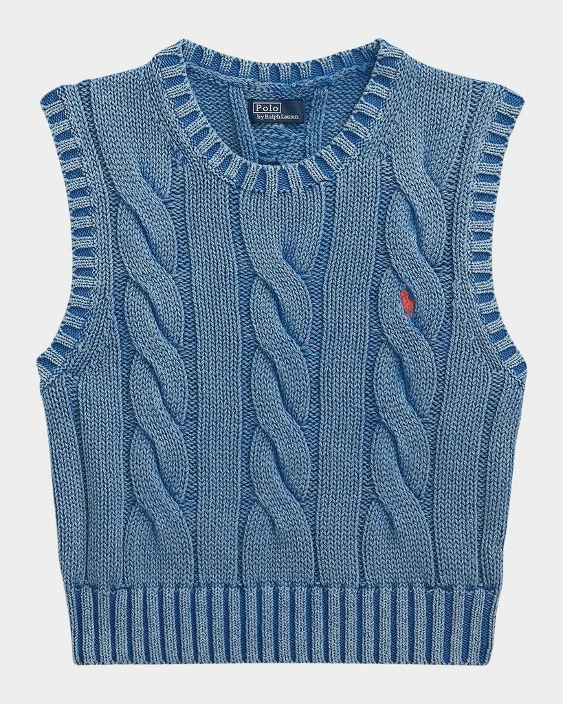 Ralph Lauren Cable-Knit Cotton Cropped Sweater Vest 1