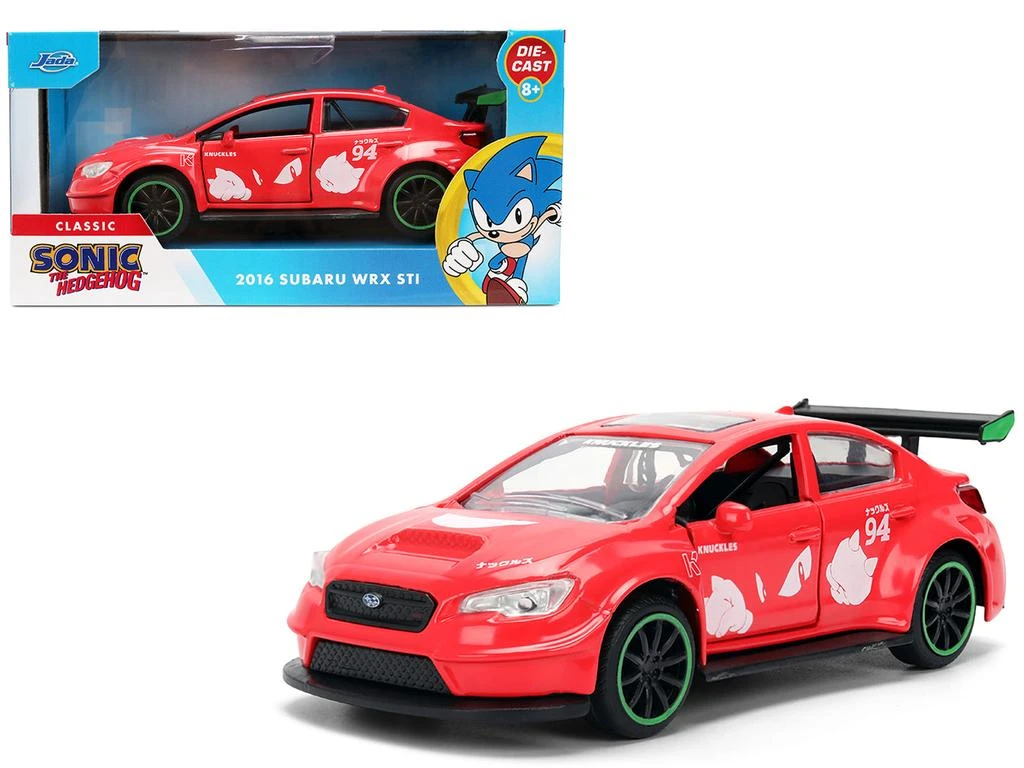 Jada 2016 Subaru WRX STI Red with "Knuckles" Graphics "Sonic the Hedgehog" (1991) Video Game "Hollywood Rides" Series 1/32