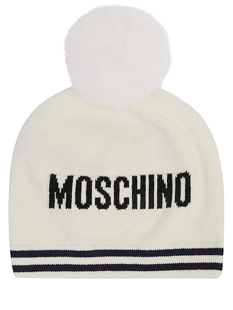 Moschino Kids Logo-Intarsia Knitted Beanie – On Sale Now  display picture 2