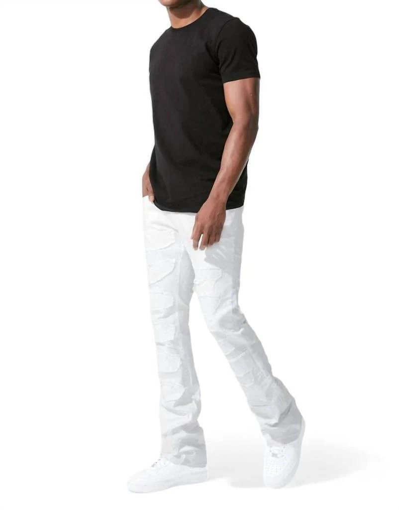 JORDAN CRAIG Men's Martin Stacked Python Denim Jean In White 4
