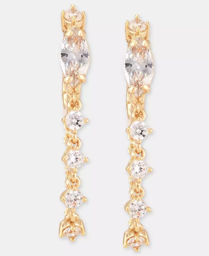 Anne Klein Cubic Zirconia Linear Charm Huggie Hoop Earrings