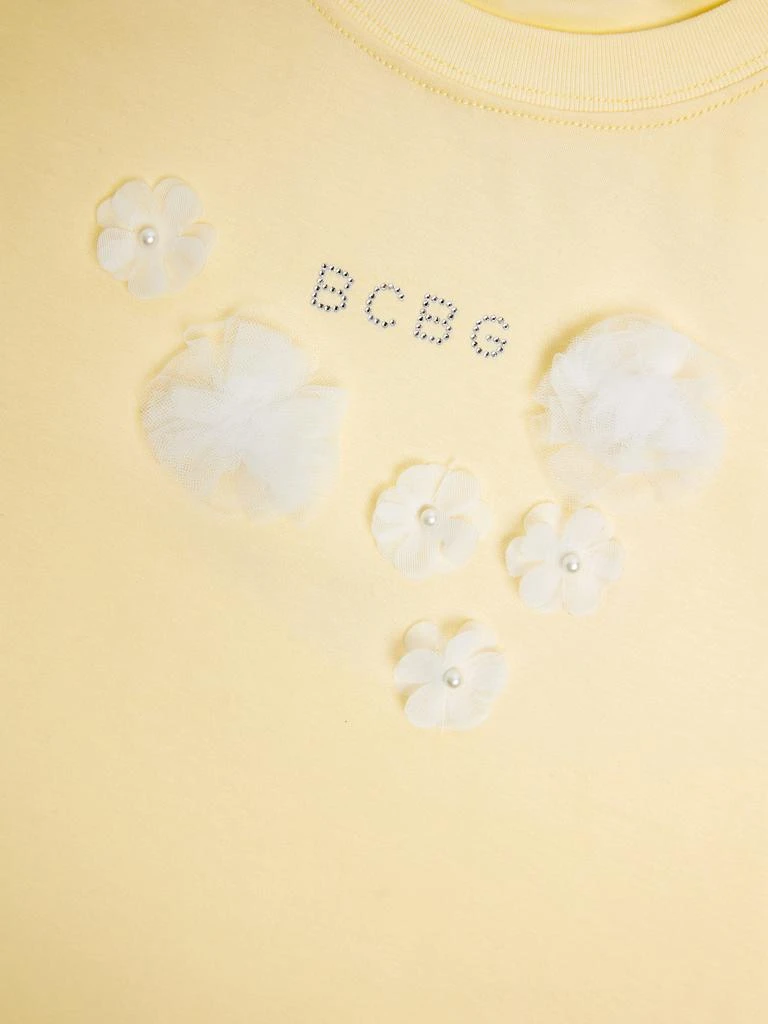 BCBG BCBG Girls Diamante Logo 3D Flowers T-Shirt in Yellow 4