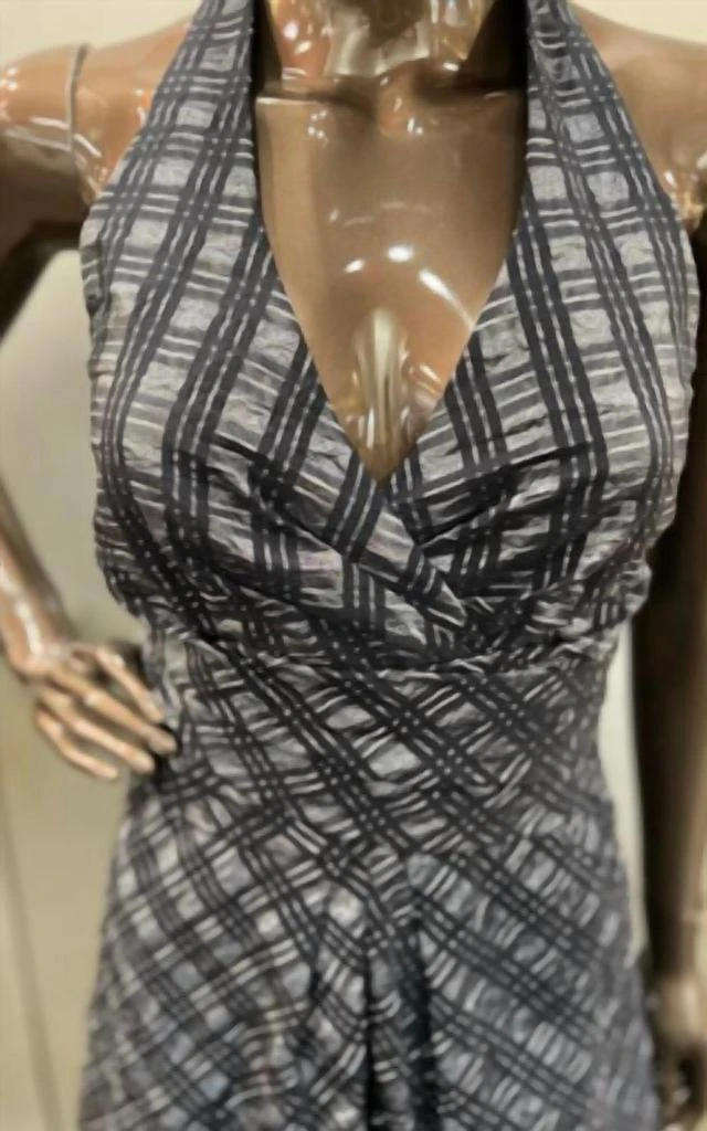 Donna Ricco Donna Ricco - Taffeta Plaid Halter Cocktail Dress 4