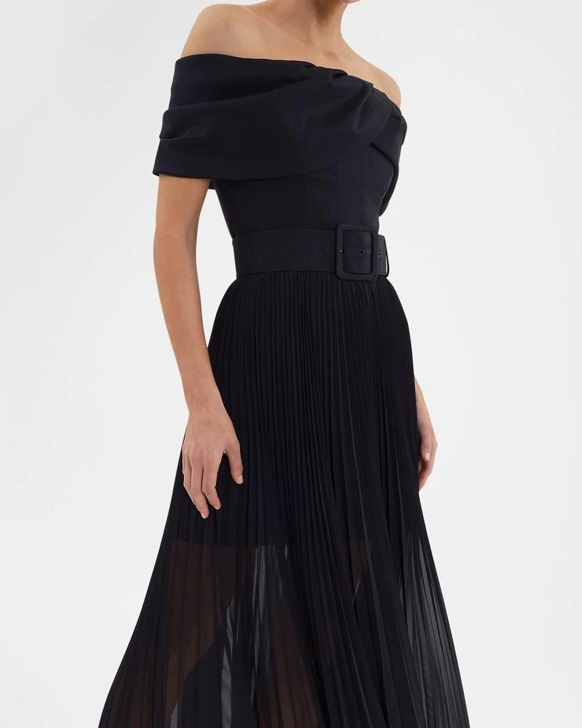 REBECCA VALLANCE Emilie Pleated Off-Shoulder Midi Dress 4