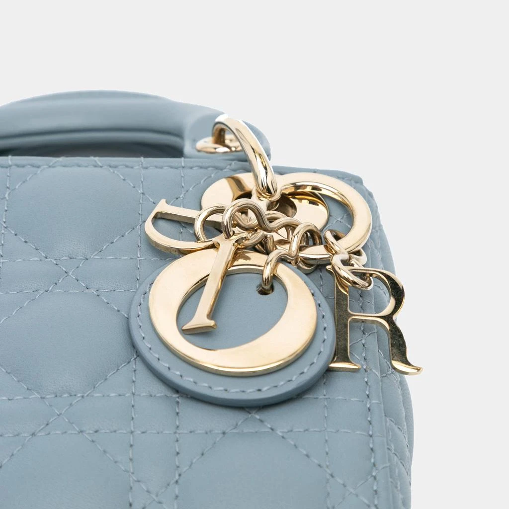 Dior Dior Light Blue Lambskin Leather Micro Cannage Lady Dior Shoulder Bag 9