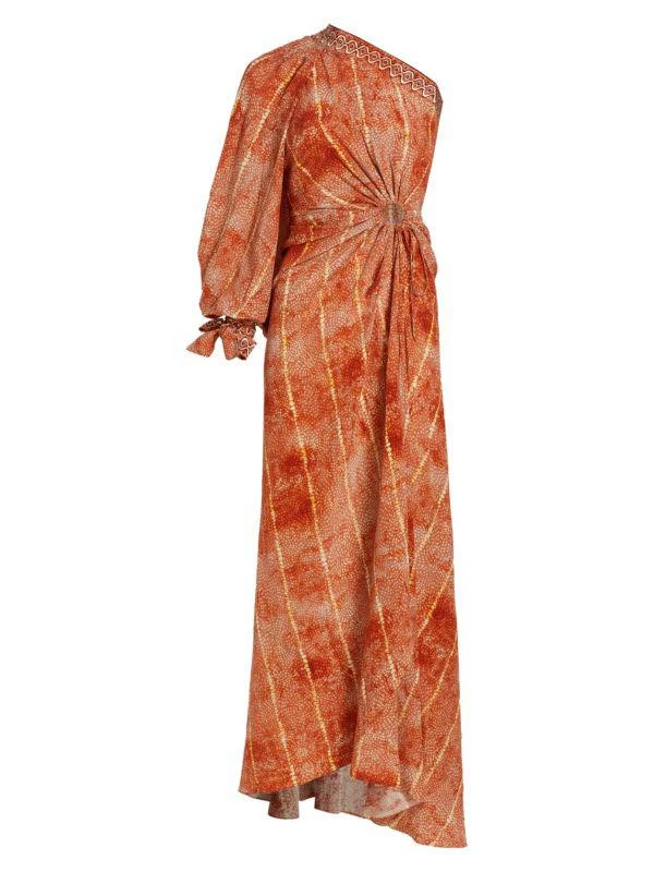 Beatriz Camacho Raiz Ruba Printed One-Shoulder Silk Maxi Dress 5