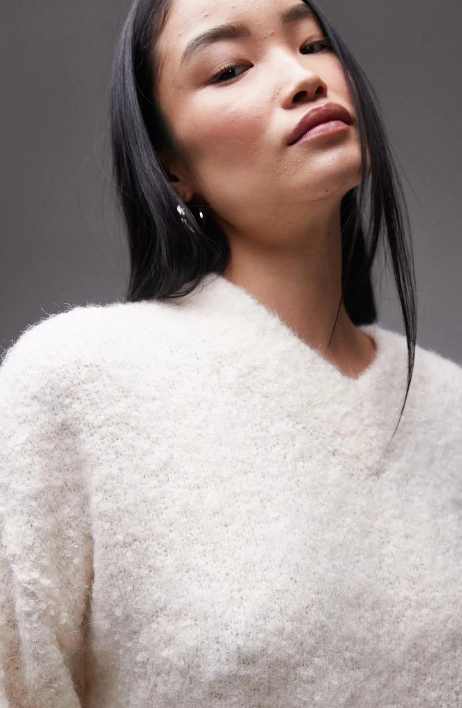 Topshop V-Neck Bouclé Sweater 3