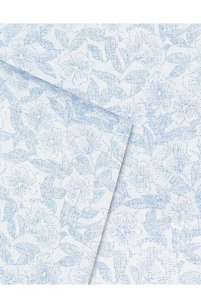 Laura Ashley Blossoming Pastel Blue Cotton Sateen Queen Sheet Set